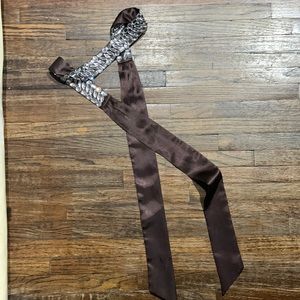 Brown Satin Tie Belt with Sequin Embellishment